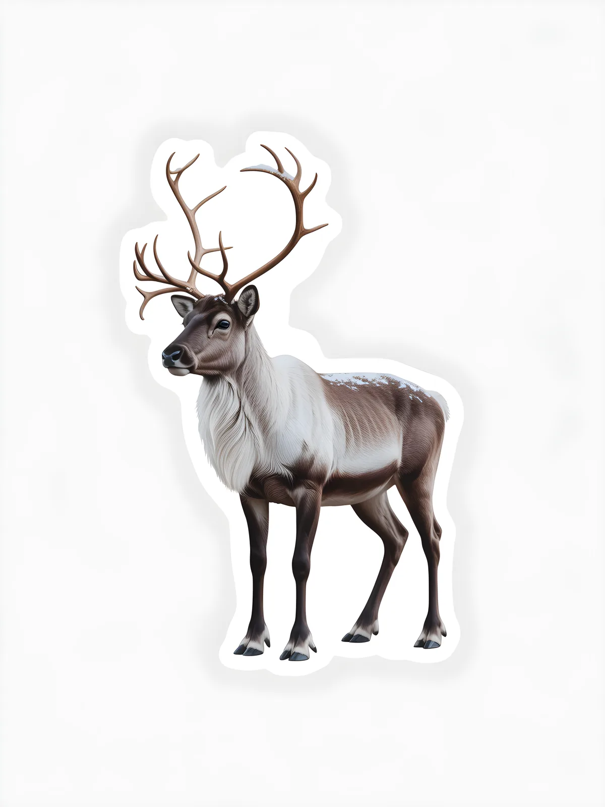 Minimalist Reindeer with Antlers Portrait Wall Art