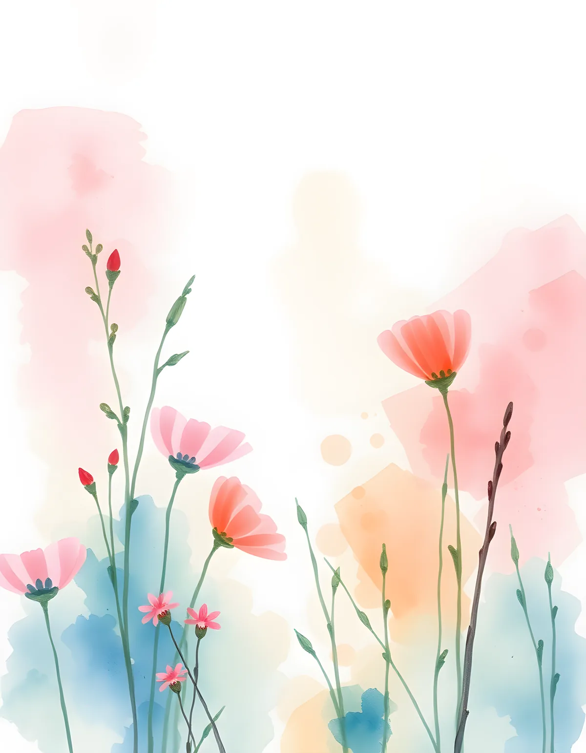 Watercolor Pink Carnations Flowers Portrait Wall Art