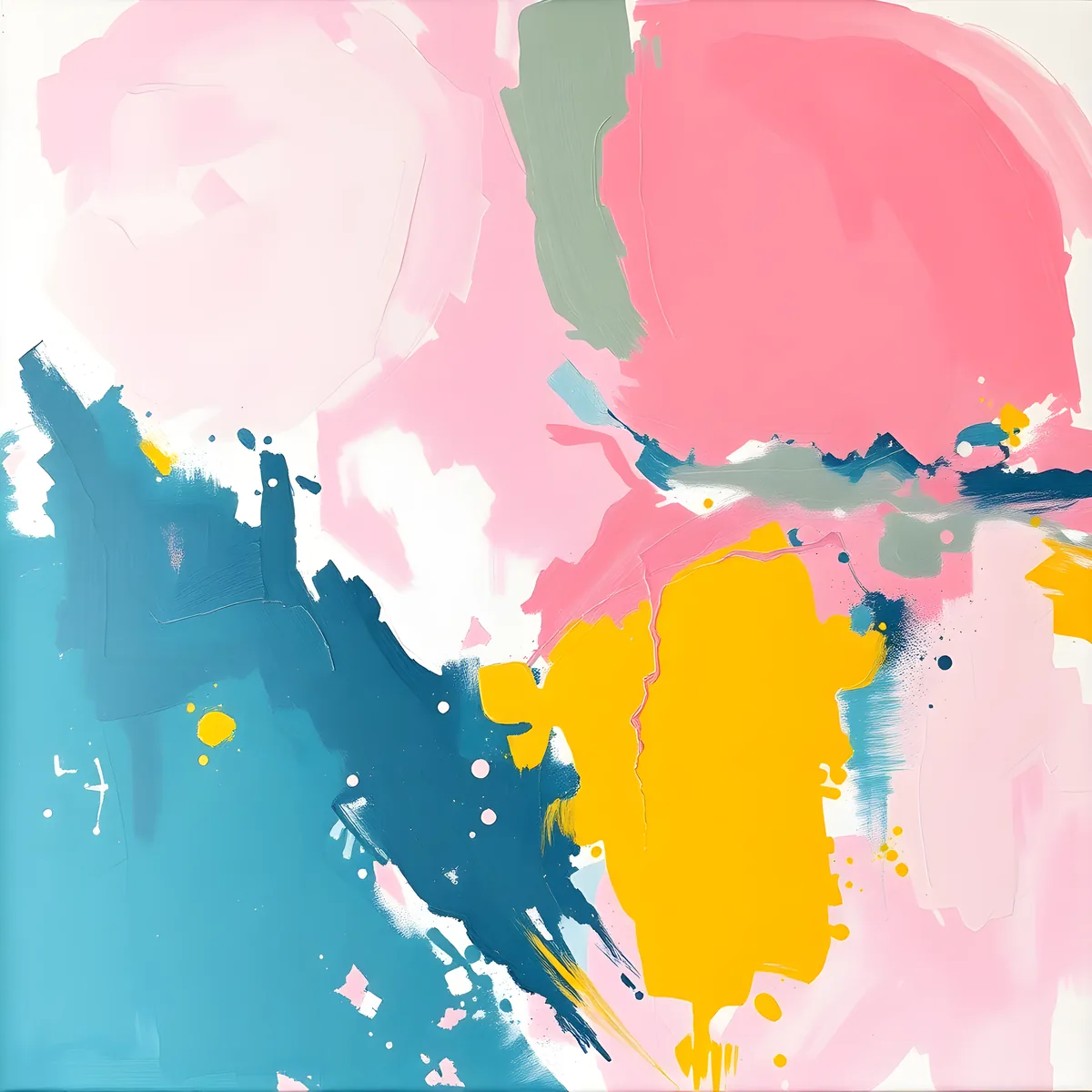 Abstract Profile in Pink, Blue & Yellow Wall Art