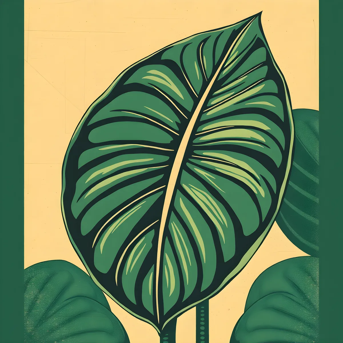 Vintage Green Leaf Botanical Illustration Wall Art