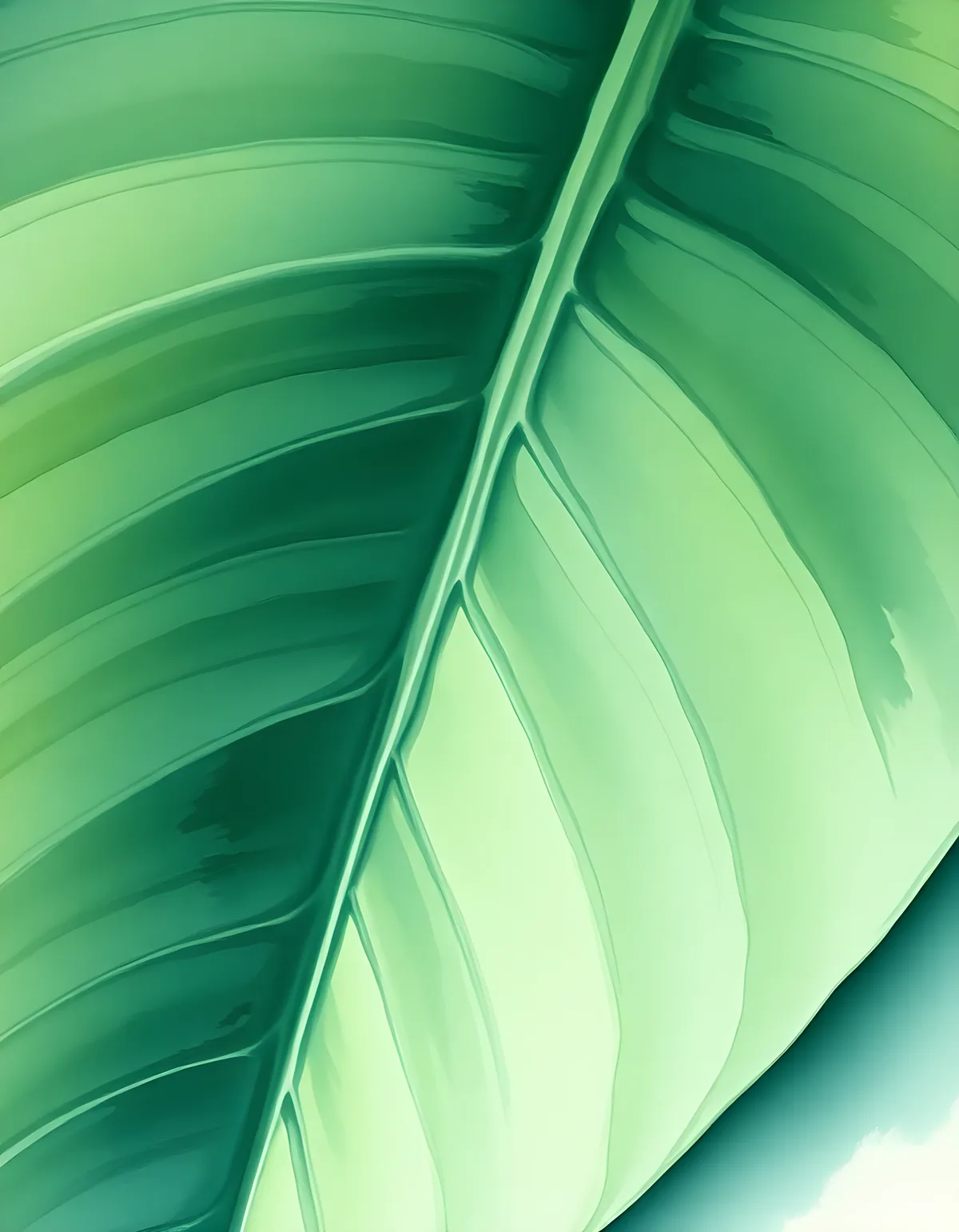 Green Leaf Watercolor Abstract Wall Art