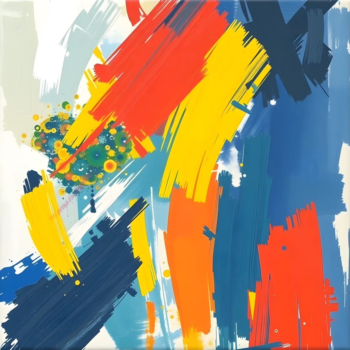 Bold Abstract Brushstrokes Primary Colors Wall Art