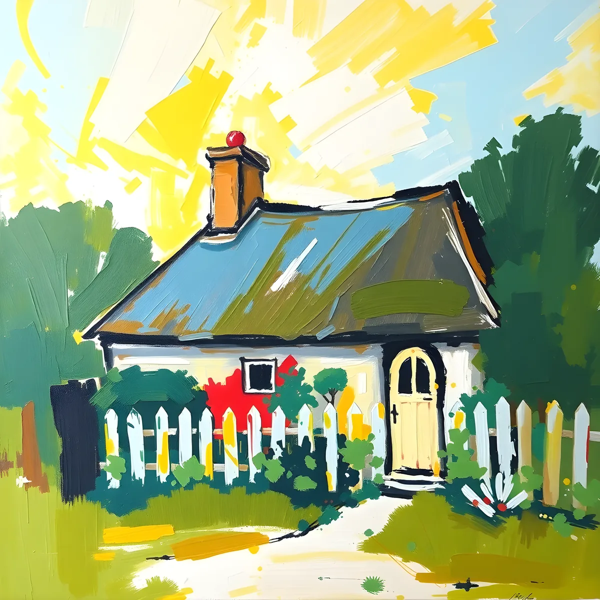 Sunny Cottage Garden Abstract Wall Art
