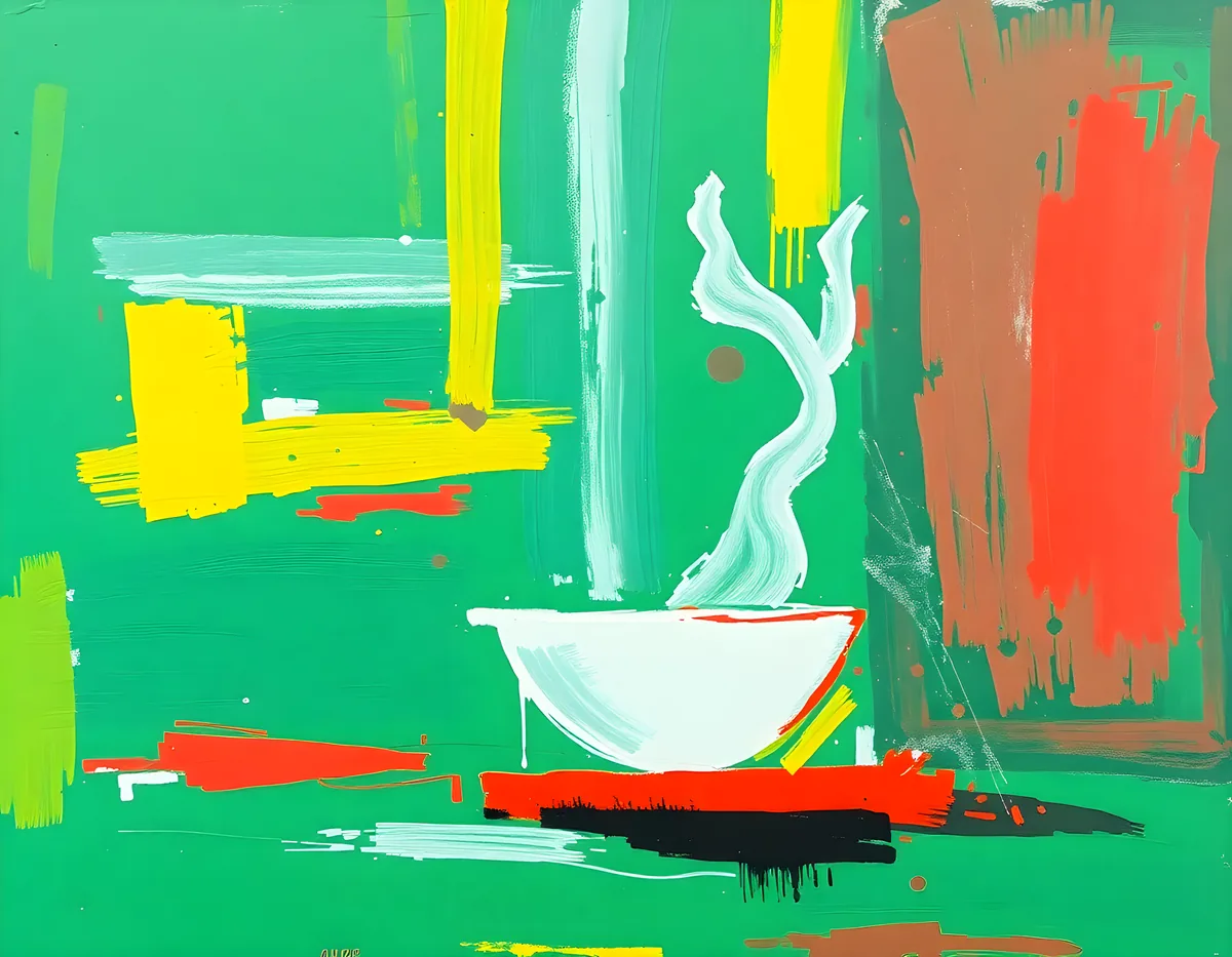 Abstract Bathroom Sink Bowl Green Modern Wall Art