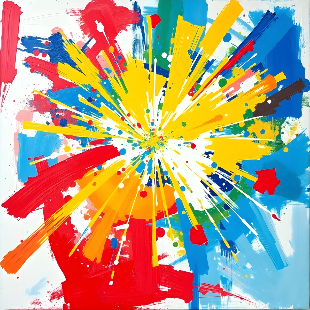 Colorful Starburst Abstract Explosion Canvas Wall Art