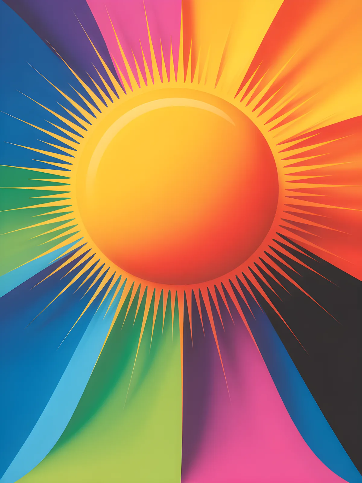 Colorful Sun Rays Digital Photography Wall Art