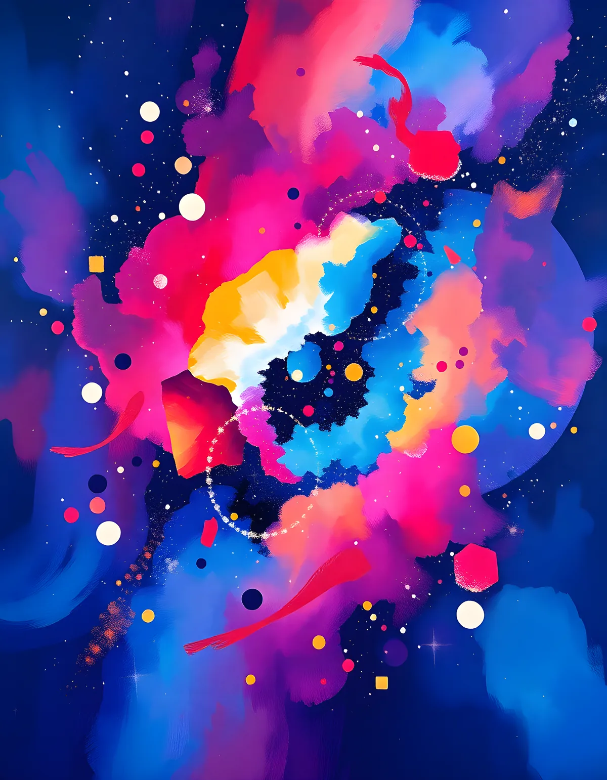 Vibrant Abstract Neon Galaxy Map Wall Art