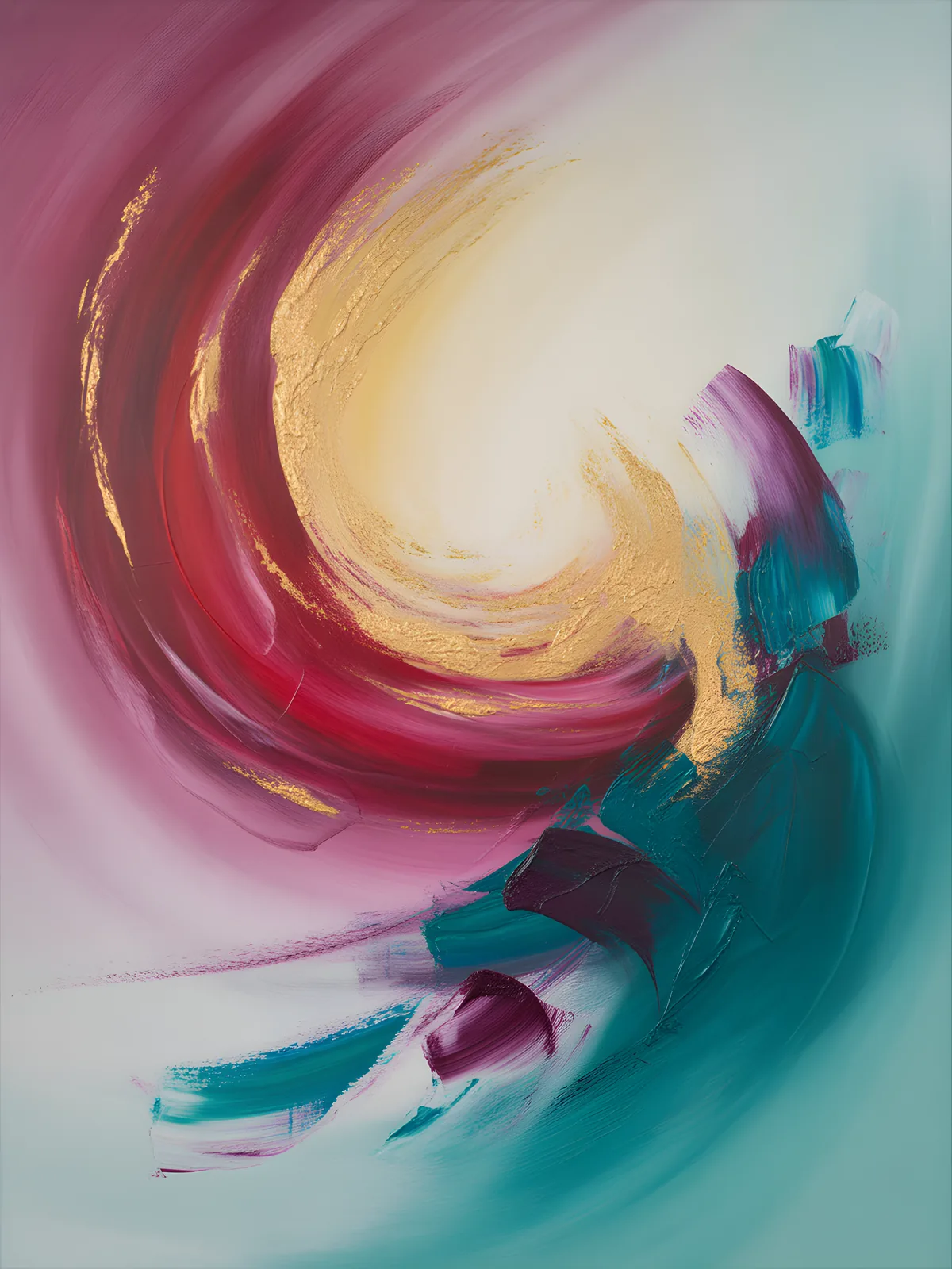 Abstract Spiral Pink Gold Turquoise Canvas Wall Art
