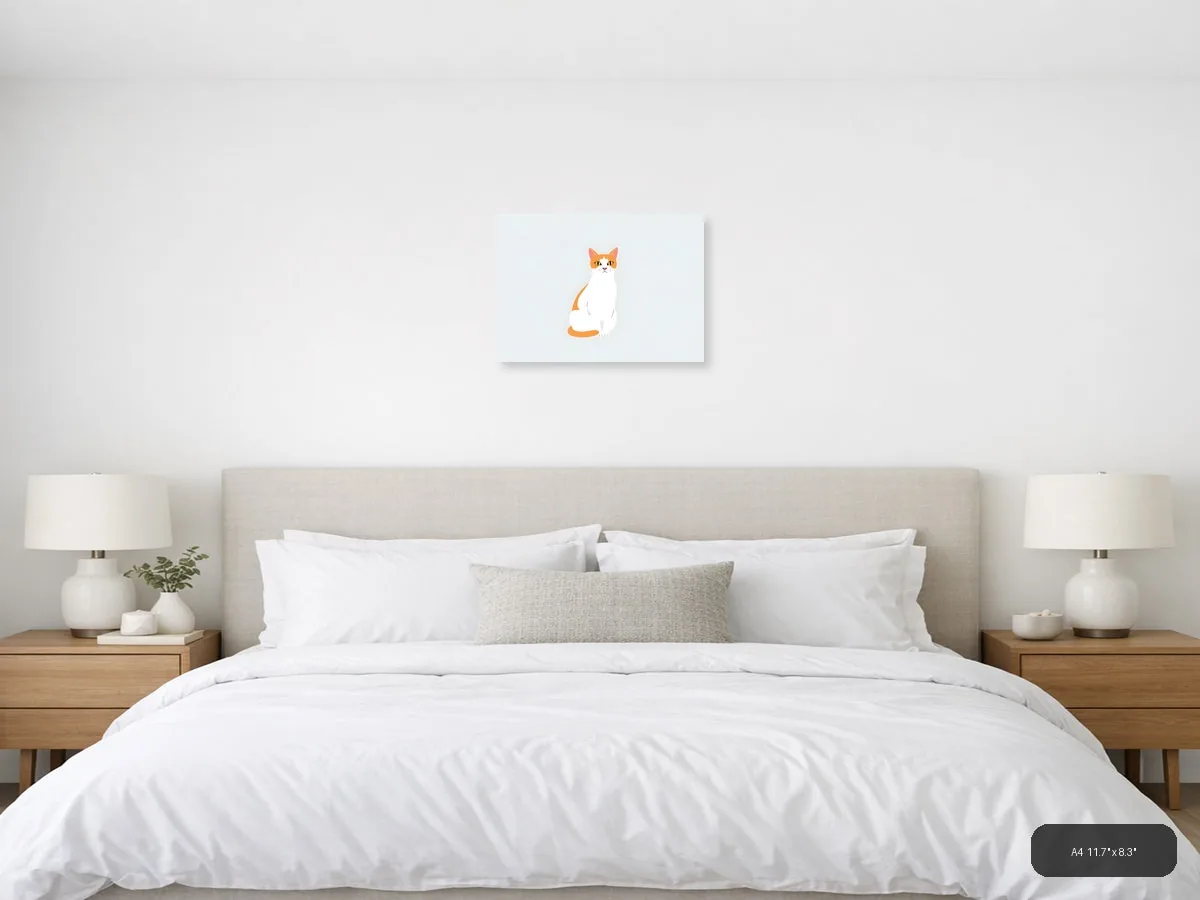 Cat Life Canvas Print | Minimalist Wall Art | A4 A3 A2 A1 shown in a room setting at 30 × 24 in