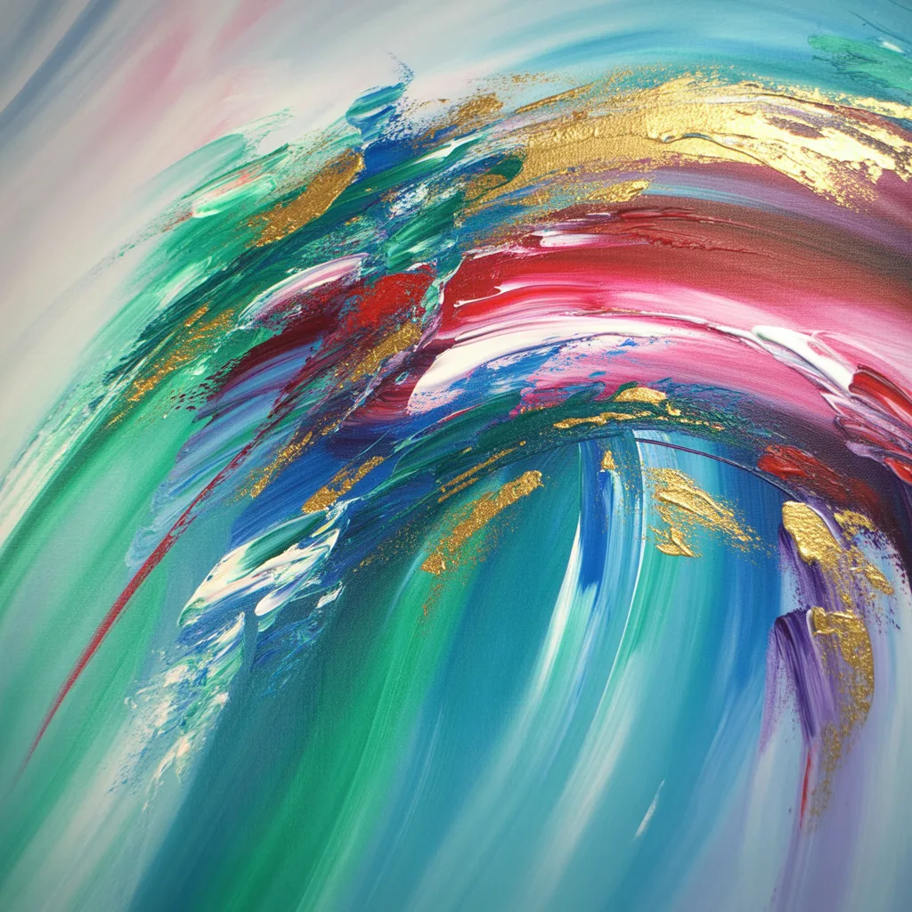 Colorful Abstract Swirl with Gold Accents Wall Art