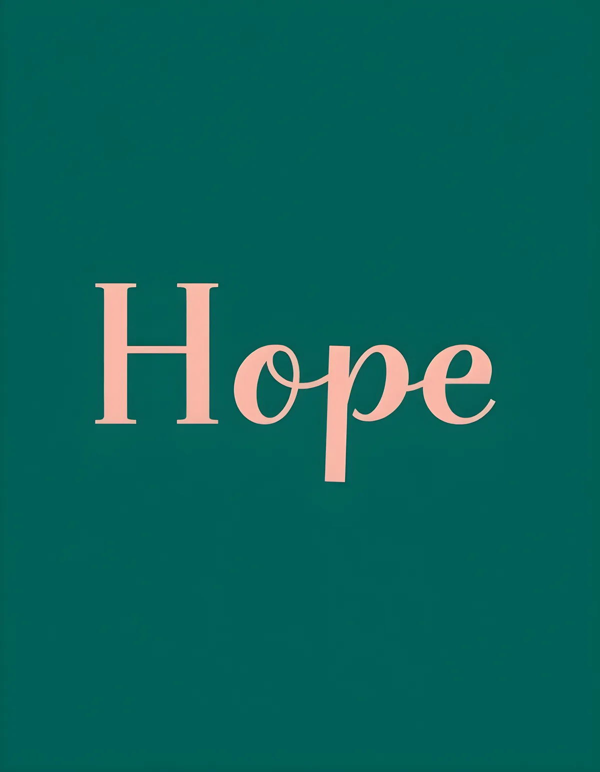 Hope Minimalist Teal and Coral Wall Art Print