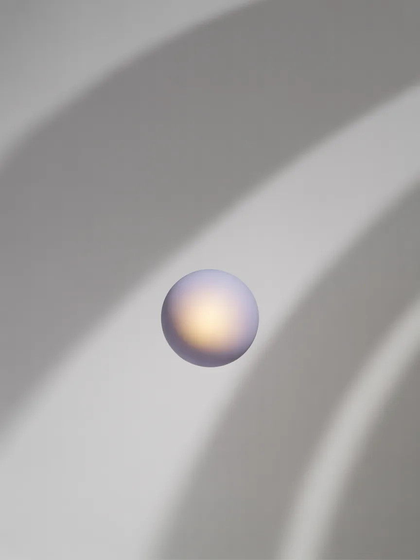 Minimalist Pearl Sphere with Light Rays Wall Art