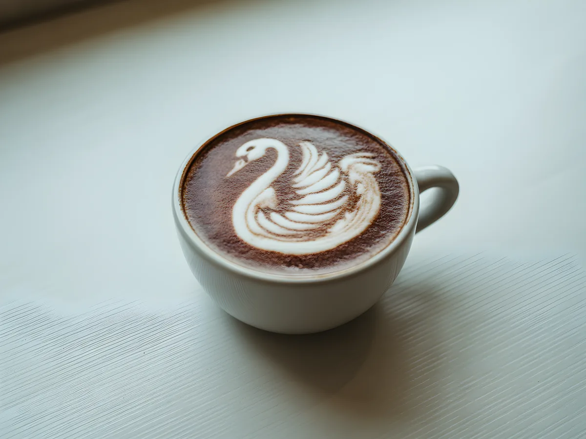 Minimalist Swan Latte Art Coffee Cup Wall Art
