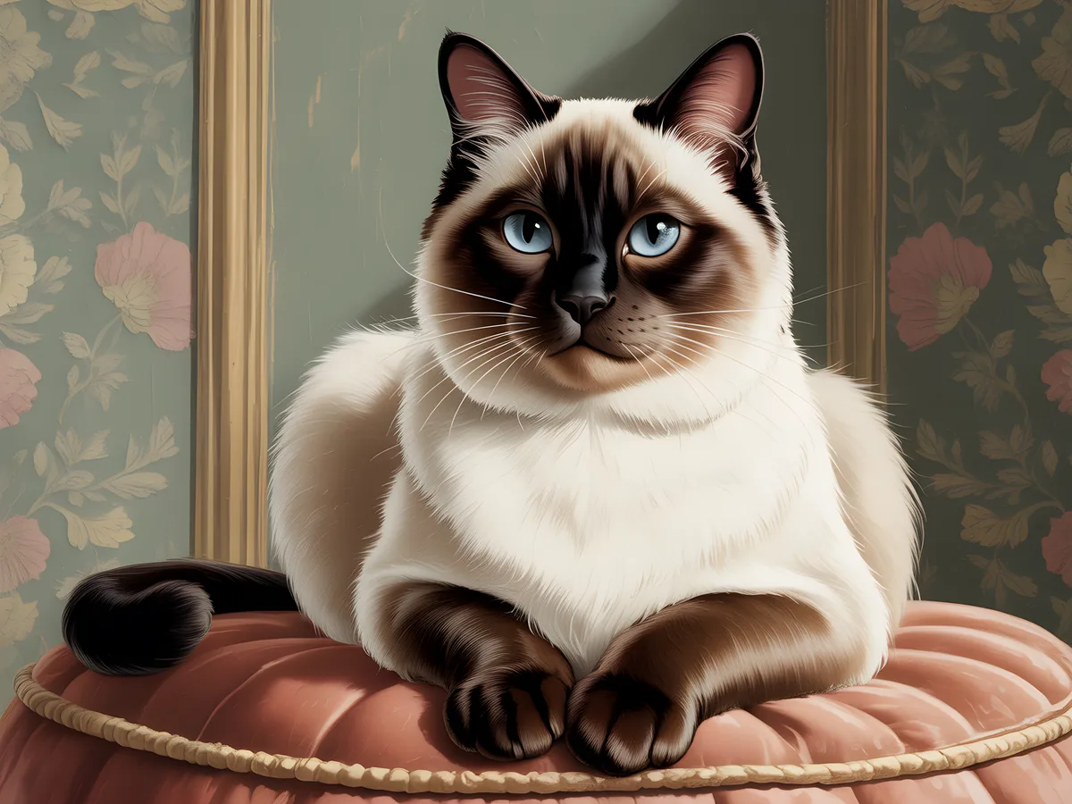 Siamese Cat Portrait Vintage Style Wall Art