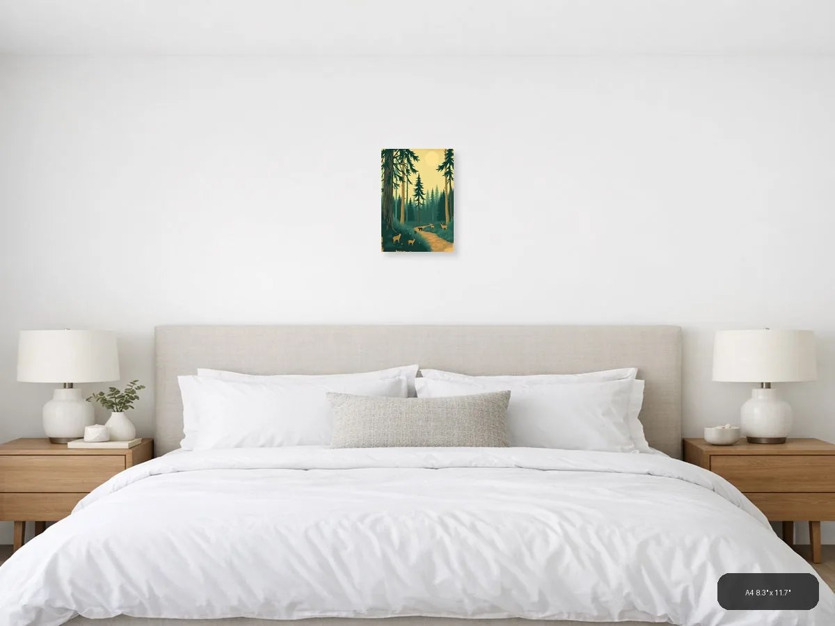 Vintage Forest Wildlife Path Sun Wall Art shown in a room setting at 24 × 30 in