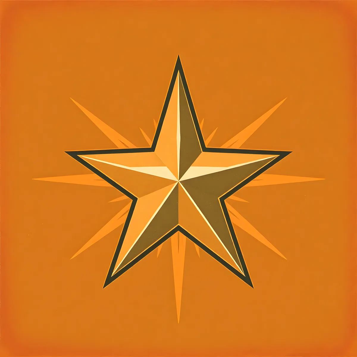 Vintage Gold Star Burst Orange Wall Art