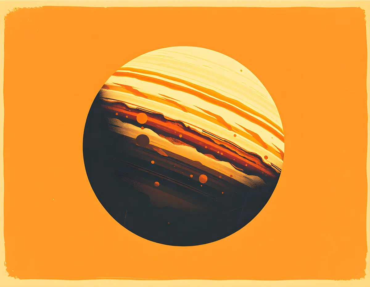 Vintage Saturn Planet Orange Sky Wall Art
