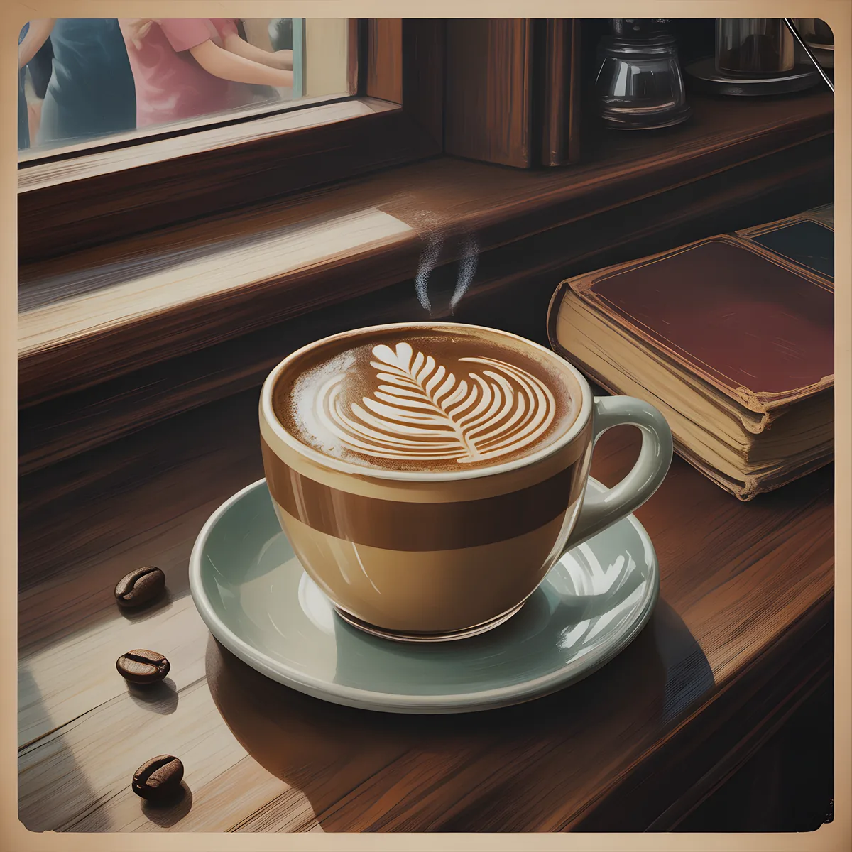 Vintage Coffee Latte Art Window Café Wall Art