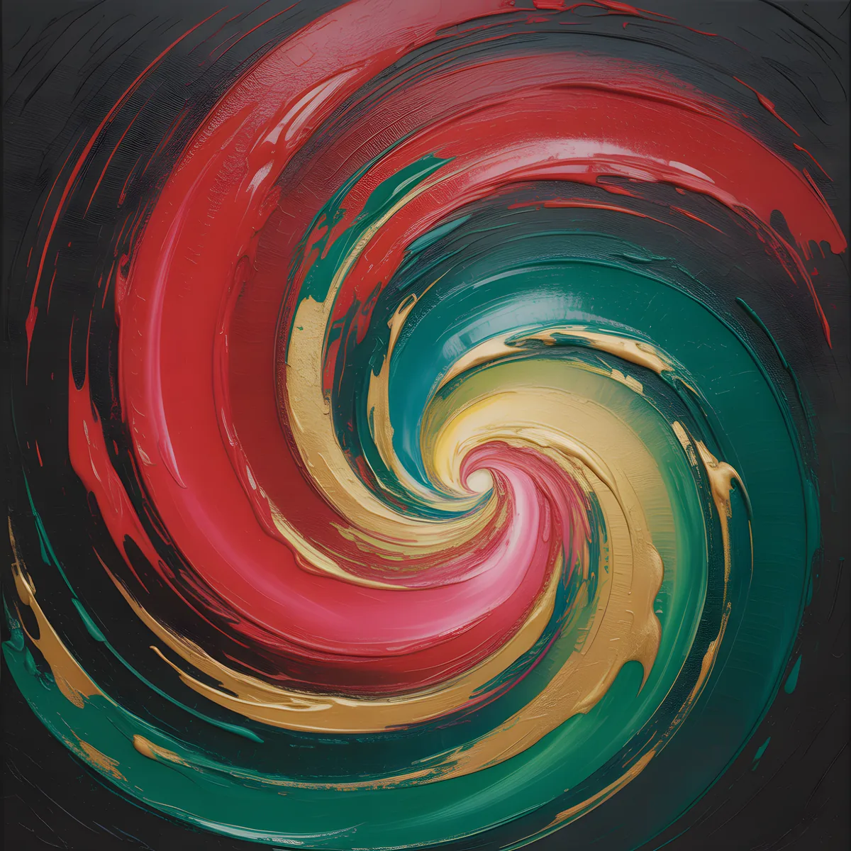 Colorful Abstract Spiral Red Green Gold Wall Art