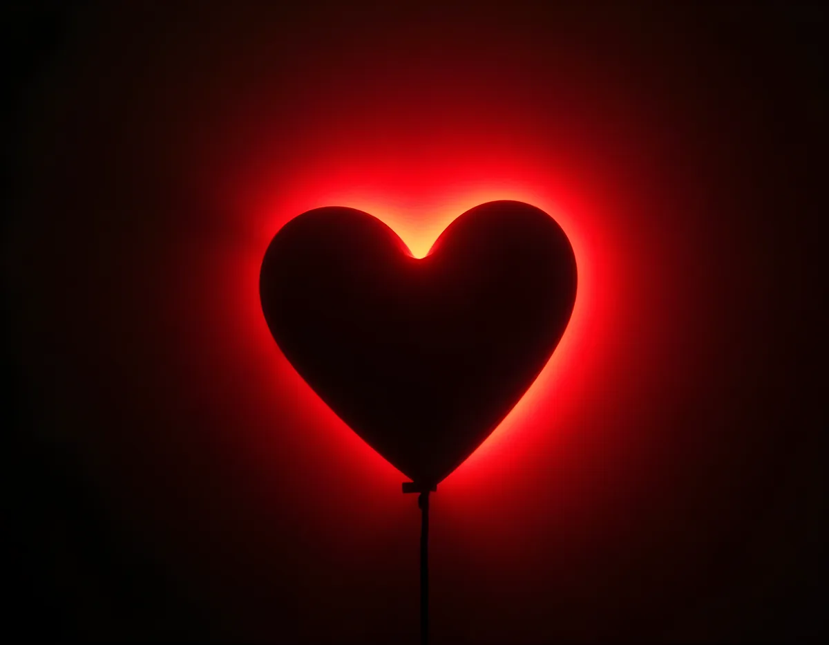 Red Neon Heart Silhouette Photography Wall Art