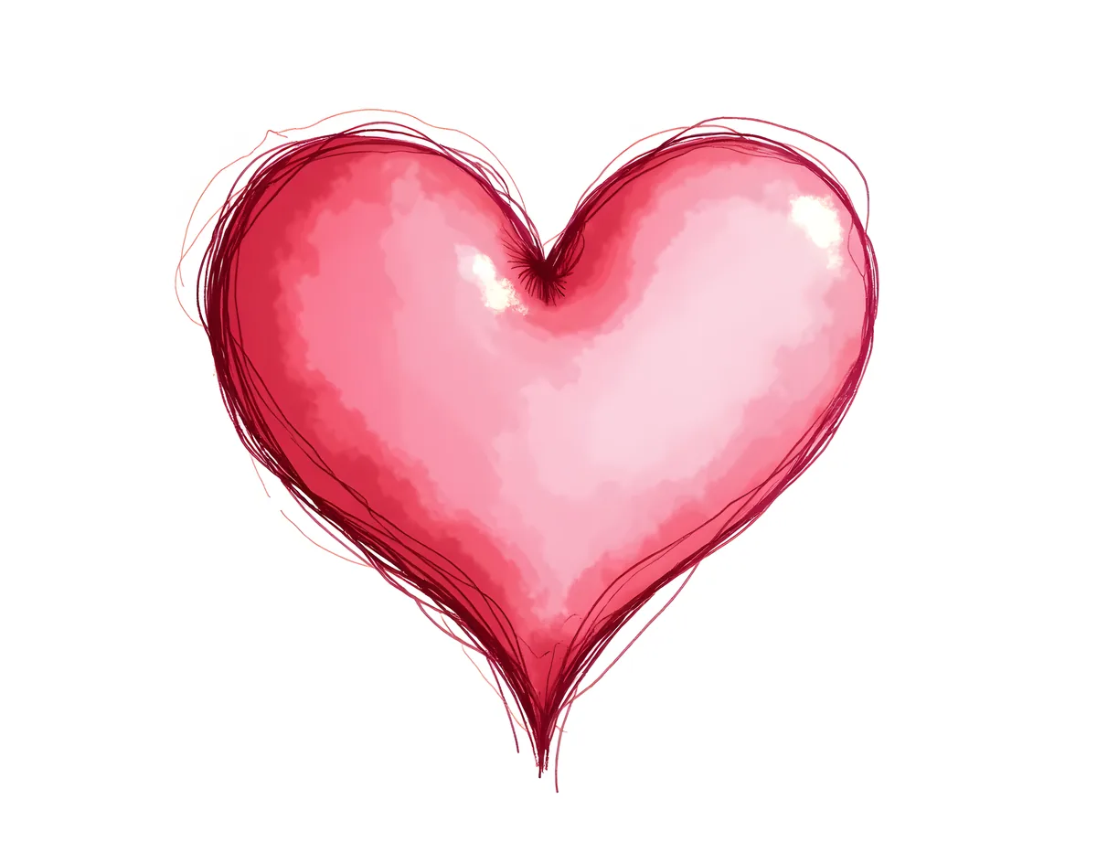 Pink Watercolor Heart Line Art Wall Art