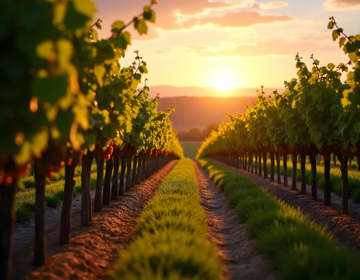 Golden Vineyard Sunset Landscape Photography Wall Art
