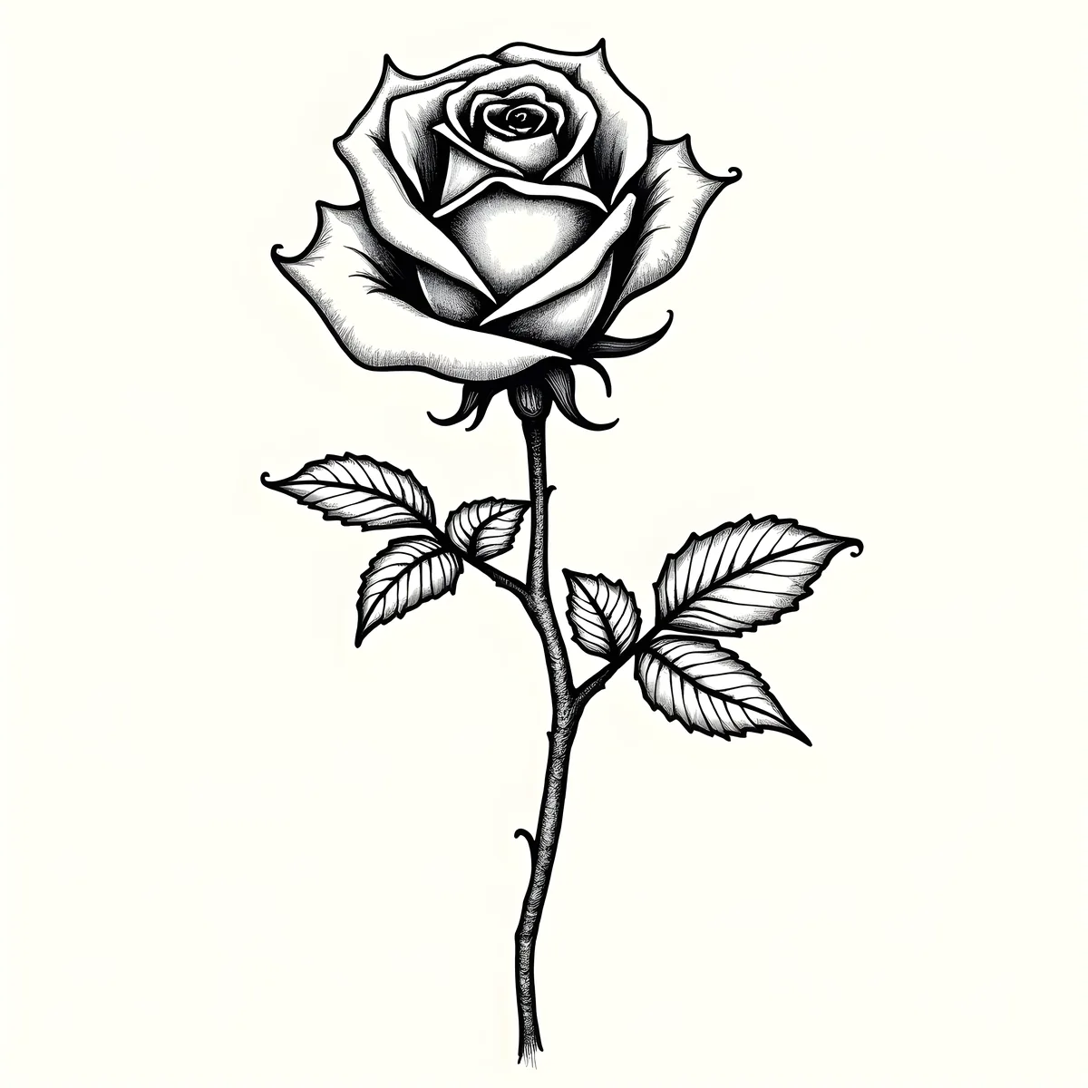Black Rose Line Art Drawing - Botanical Wall Art