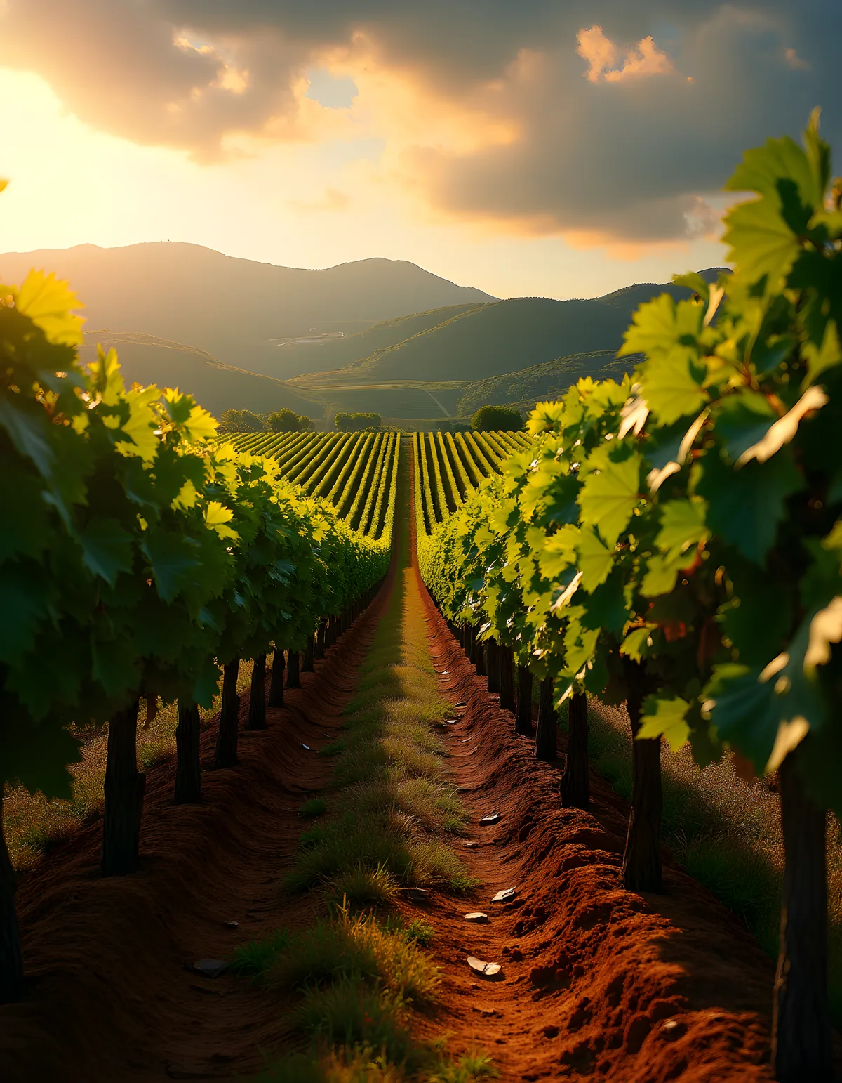 Golden Vineyard Valley Sunset Photography Wall Art