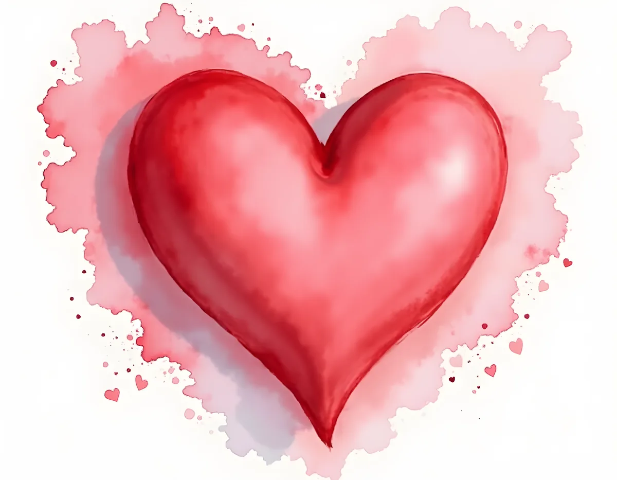Red Heart Watercolor Splash Modern Wall Art