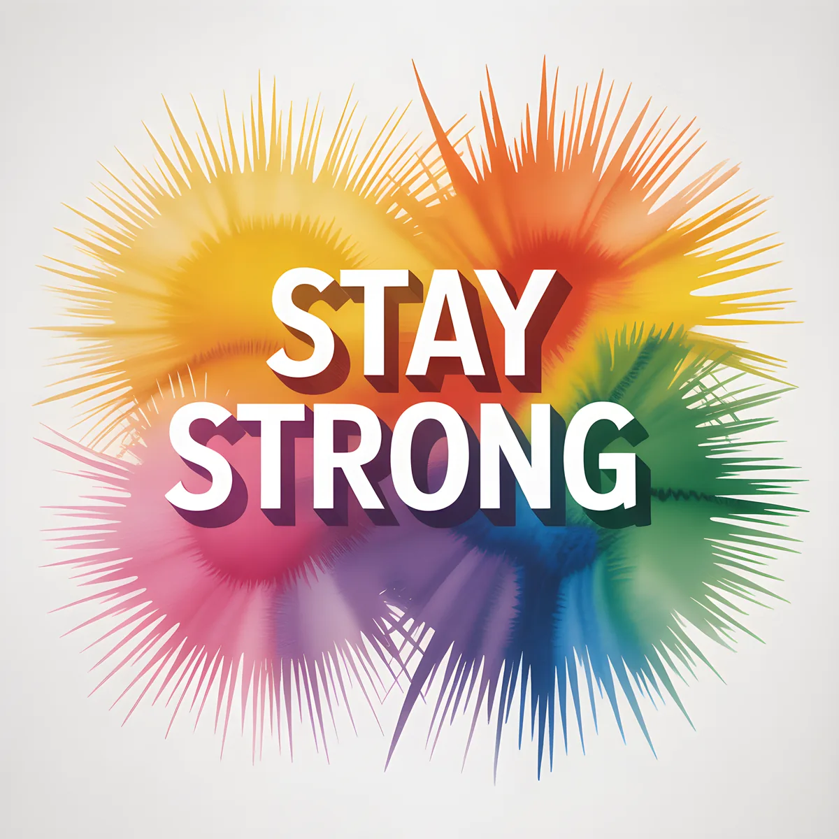 Stay Strong Watercolor Rainbow Burst Wall Art