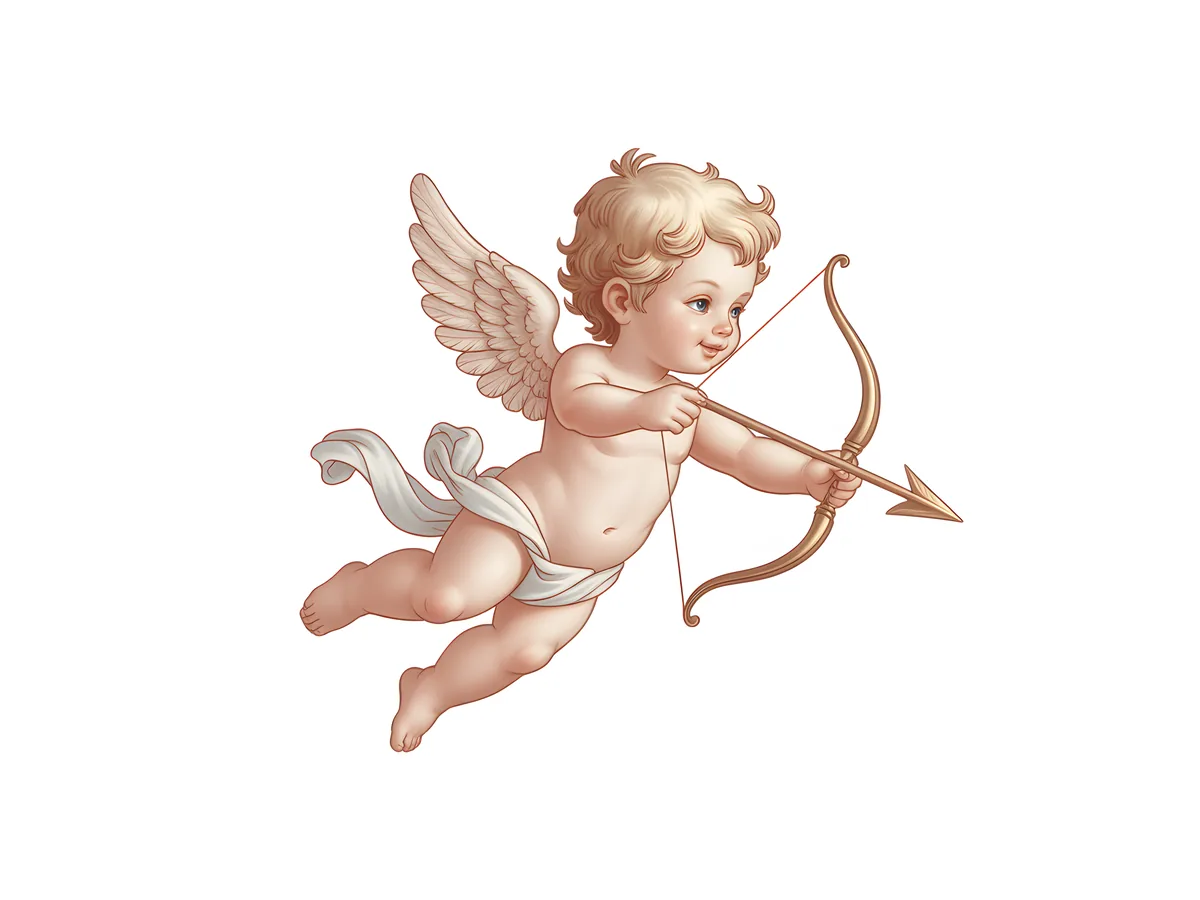 Cherub with Bow and Arrow Minimalist Wall Art