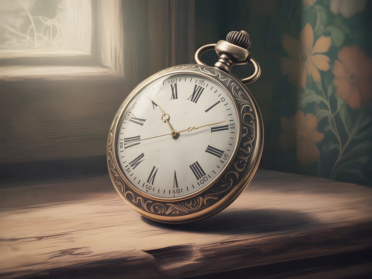 Vintage Pocket Watch with Roman Numerals Wall Art