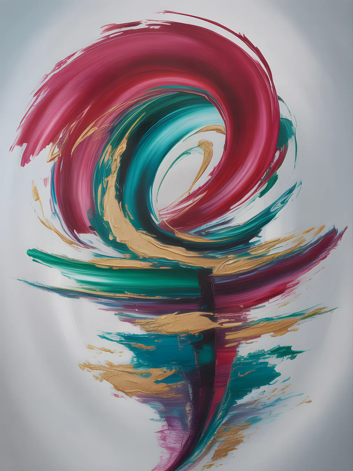 Abstract Spiral Flower in Pink & Teal - Modern Wall Art