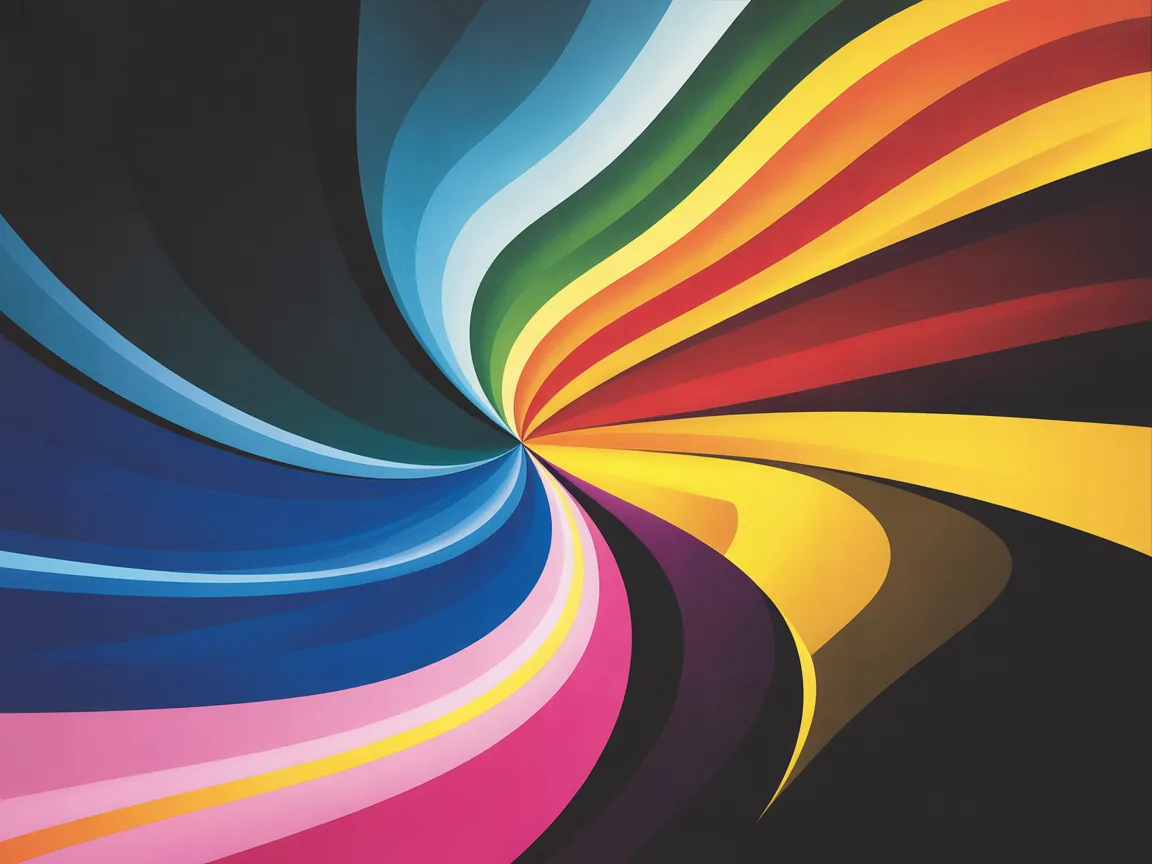 Vibrant Rainbow Spiral Digital Photography Wall Art