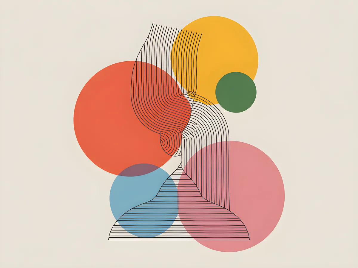 Colorful Geometric Circles Line Art Wall Art