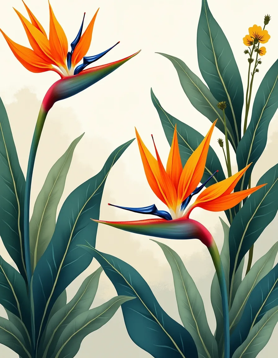 Tropical Bird of Paradise Botanical Portrait Wall Art