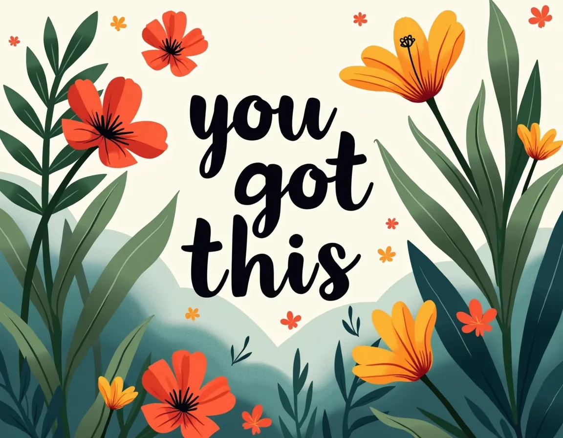 You Got This Botanical Flowers & Leaves Landscape Wall Art