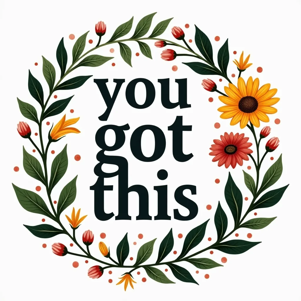 You Got This Botanical Floral Wreath Square Wall Art