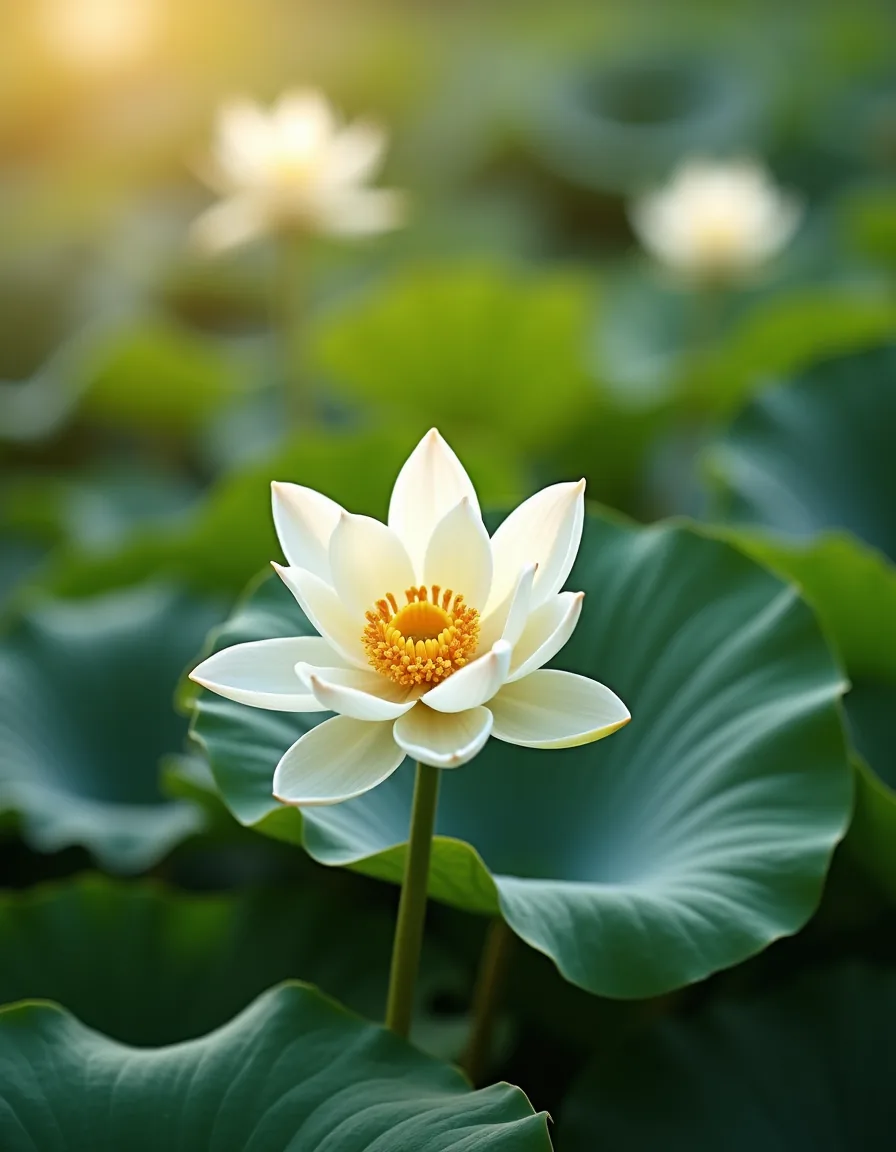 White Lotus Flower Botanical Portrait Wall Art