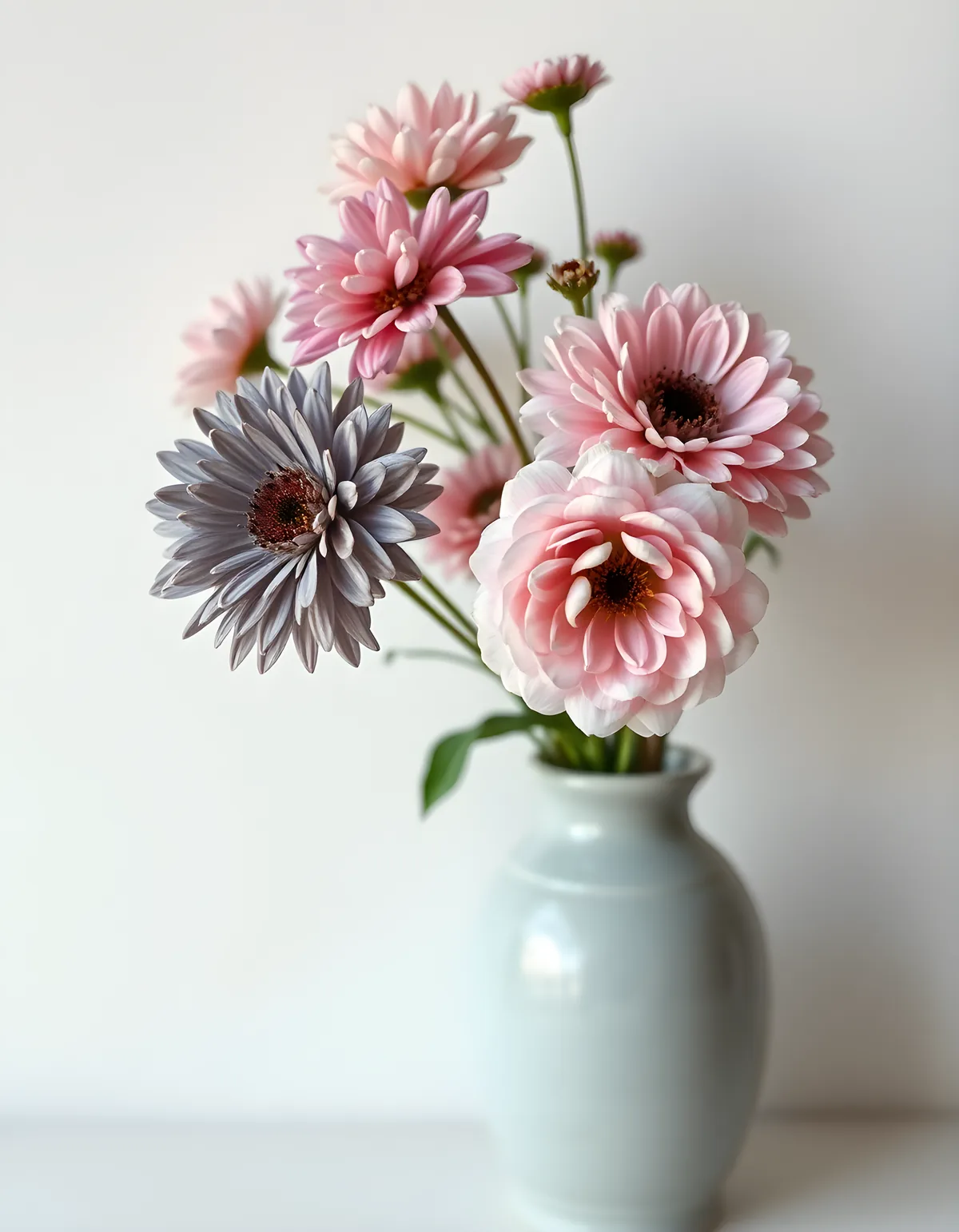 Minimalist Pink Gerbera Flowers in Vase Wall Art