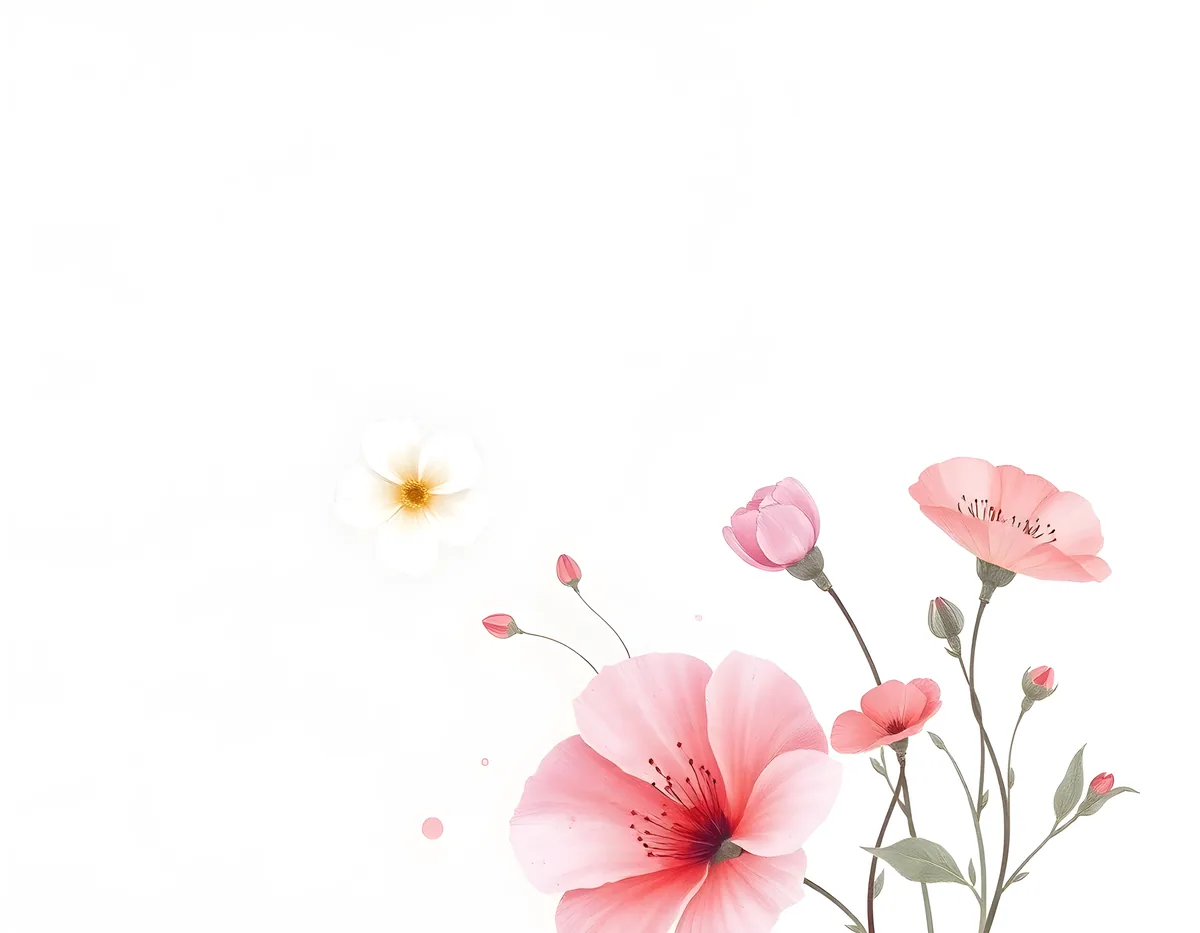 Pink Carnations & Sun Minimalist Floral Wall Art