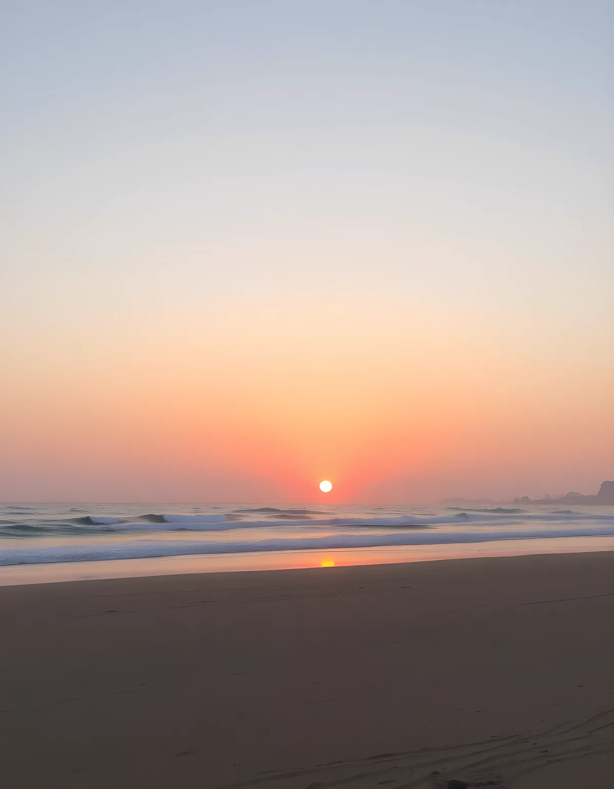 Minimalist Sunset Beach Ocean Waves Wall Art
