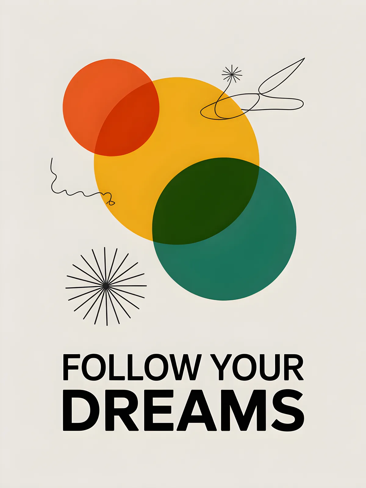 Follow Your Dreams Minimalist Circles Wall Art