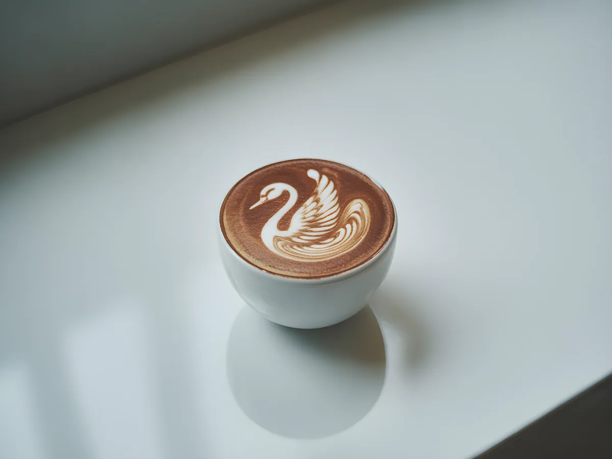 Minimalist Swan Latte Art Coffee Cup Wall Art