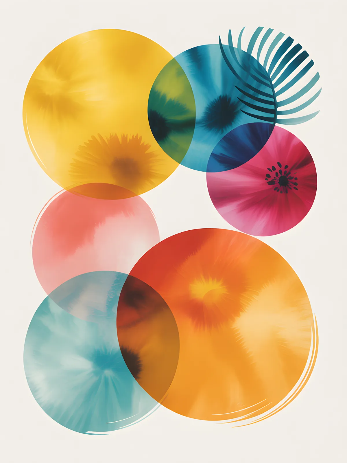 Colorful Abstract Watercolor Circles Portrait Wall Art