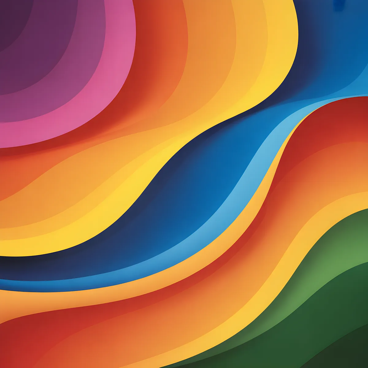 Colorful Abstract Layered Waves Photography Wall Art