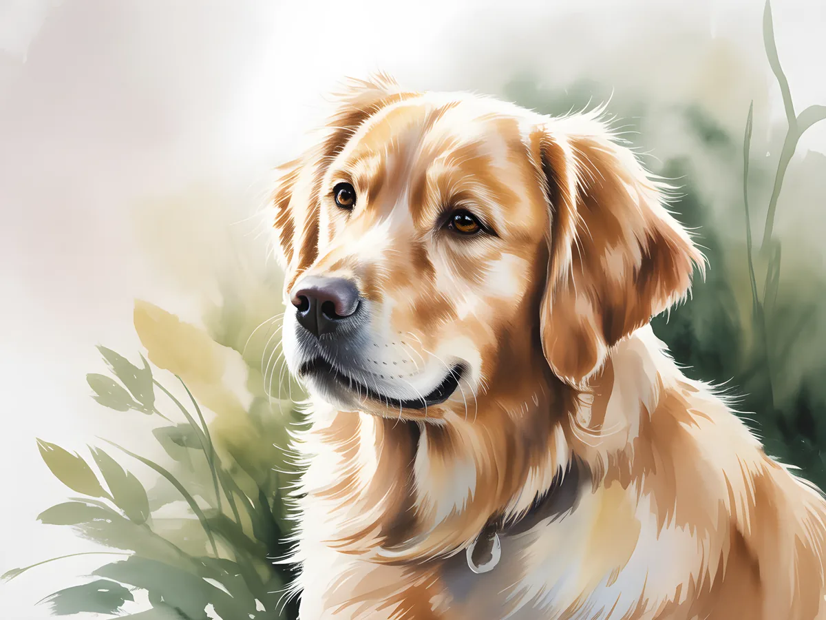 Golden Retriever Portrait Watercolor Wall Art