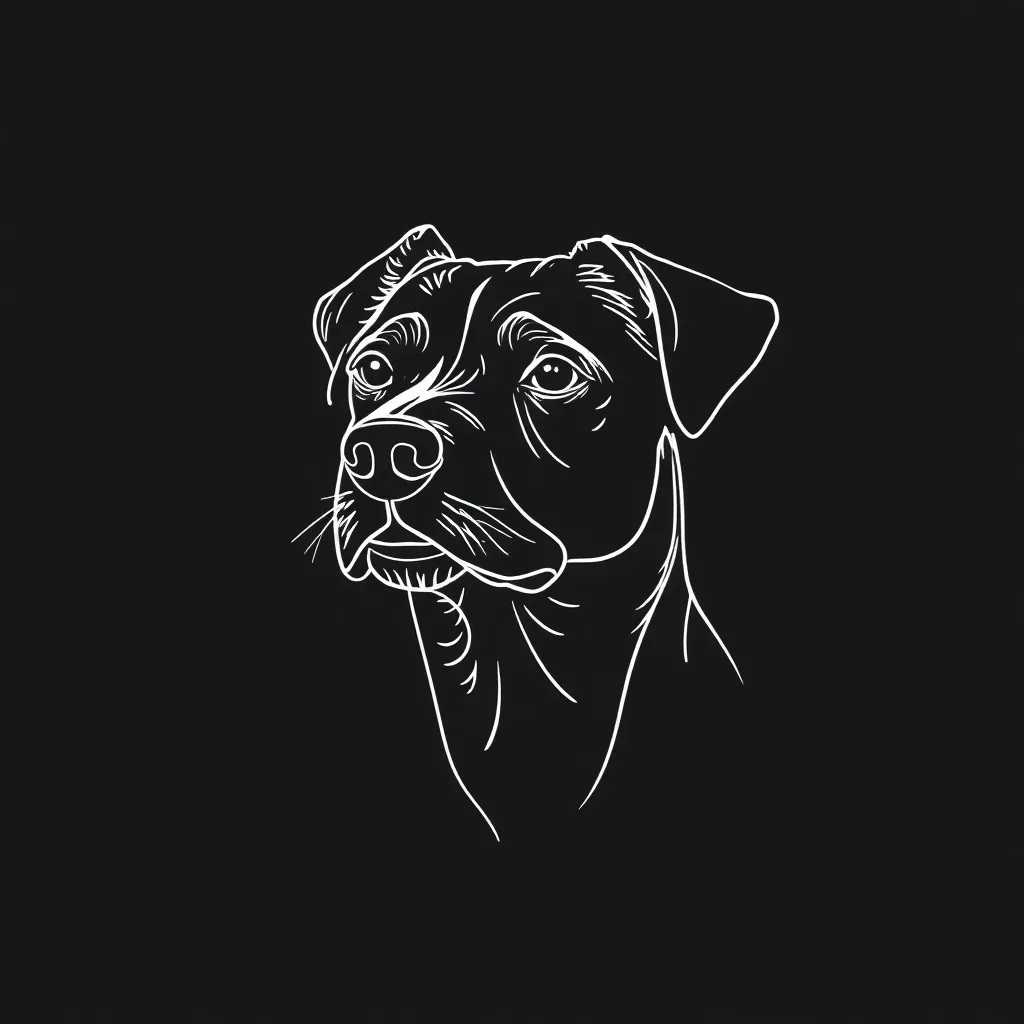 Boxer Dog Portrait Line Art Wall Art