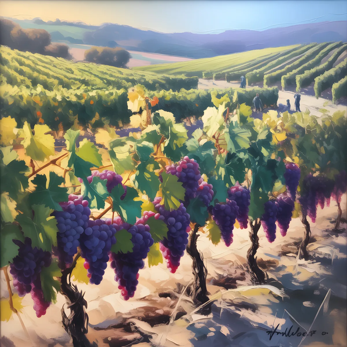 Purple Vineyard Landscape Abstract Wall Art