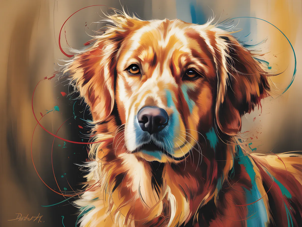 Abstract Golden Retriever Portrait - Modern Dog Wall Art